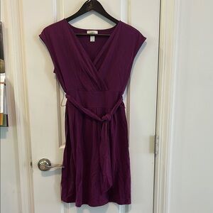 LOFT Purple Faux-Wrap Mini Dress
